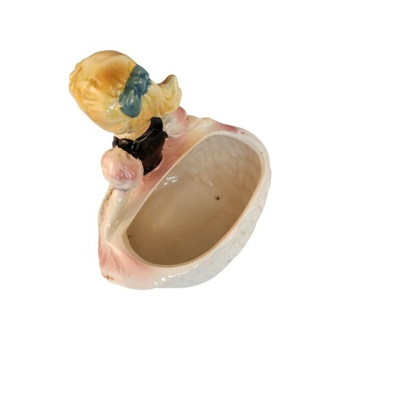 Ruebens Originals Ceramic Planter Pink Gown Blonde Girl Figurine Vintage 526 Lab - Picture 10 of 11